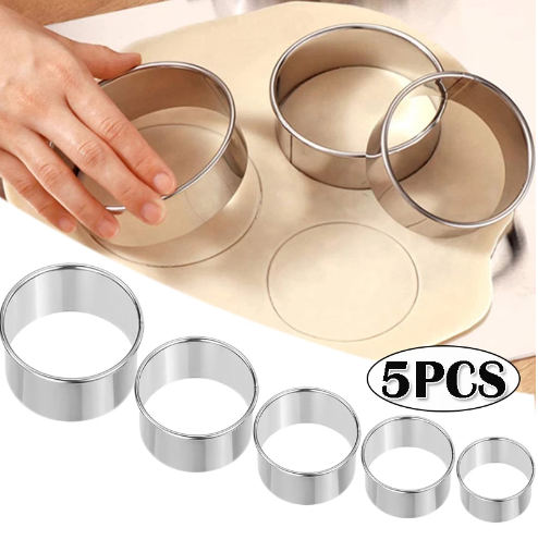Kitchen Gadgets For Cooking - 5PCS Round Stainless Steel Biscuit Mold